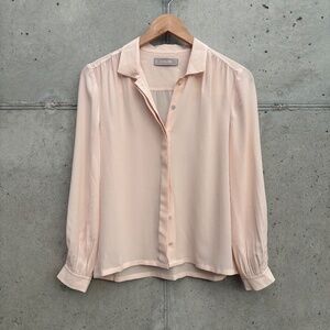 Everlane Silk Shirred Blouse Light Pink Size 2